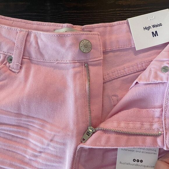 Love Tree Women's Pink High Waist Stretch Denim Shorts M, NWT - Picture 10 of 14